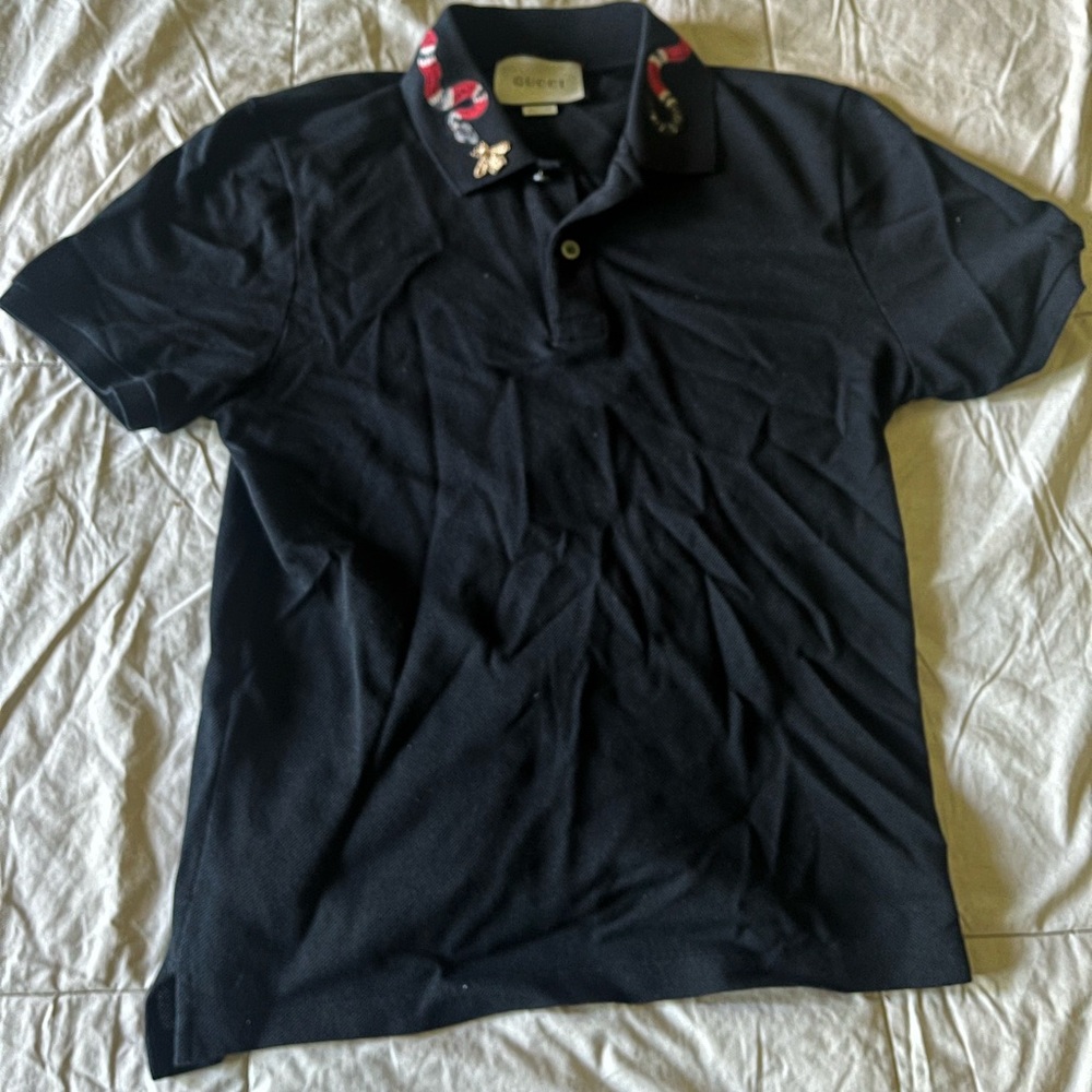 GUCCI Snake Embroidered Collard Shirt